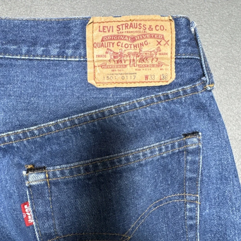 Vintage 70's Levis 501xx 1501 0117 Red Line Selvedge Jeans Sz 33x38‎ (32x34) USA